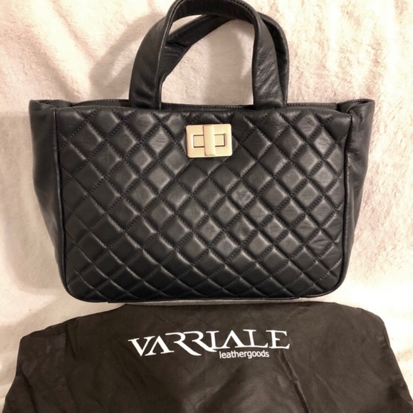 Midnight Blue Quilted Italian Leather Shoulder Bag - Picture 1 of 7